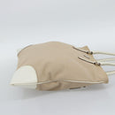 PRADA Tote Bag Canvas Beige Silver Auth BA14115-4