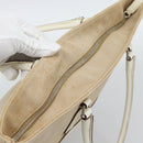 PRADA Tote Bag Canvas Beige Silver Auth BA14115-6