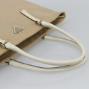 PRADA Tote Bag Canvas Beige Silver Auth BA14115-7