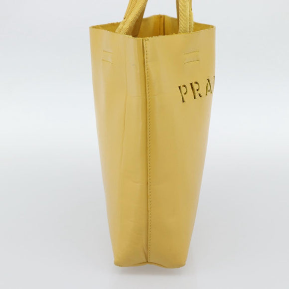 PRADA Hand Bag Leather Yellow Auth BA14118