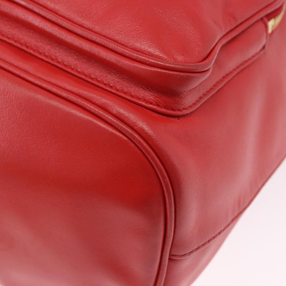 PRADA Purse Hand Bag Leather 2way Red Gold Auth BA14119V