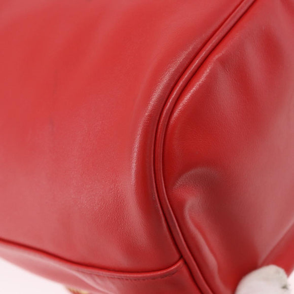 PRADA Purse Hand Bag Leather 2way Red Gold Auth BA14119V