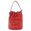 PRADA Purse Hand Bag Leather 2way Red Gold Auth BA14119V-13