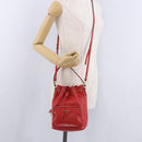 PRADA Purse Hand Bag Leather 2way Red Gold Auth BA14119V-26