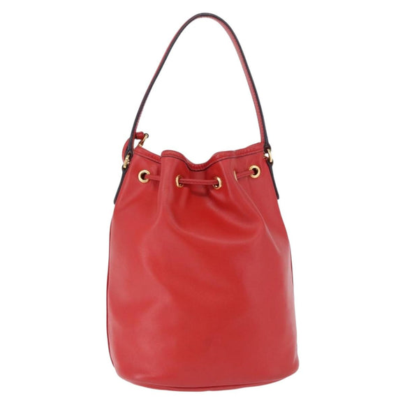 PRADA Purse Hand Bag Leather 2way Red Gold Auth BA14119V