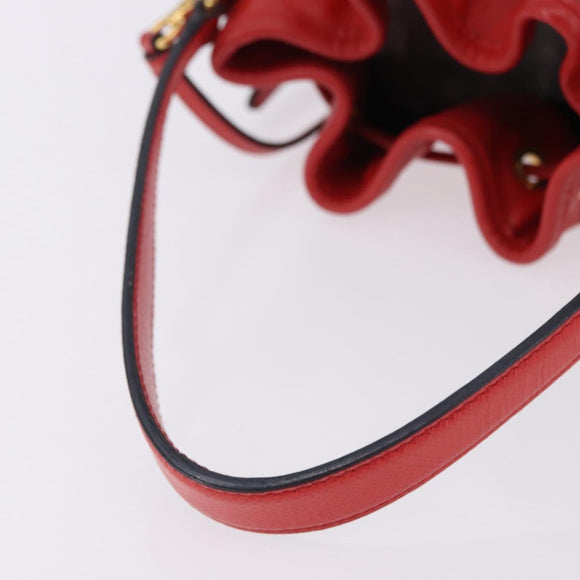 PRADA Purse Hand Bag Leather 2way Red Gold Auth BA14119V