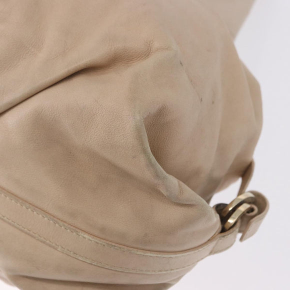 BVLGARI Chandra Tote Bag Leather Beige Gold Auth BA14122