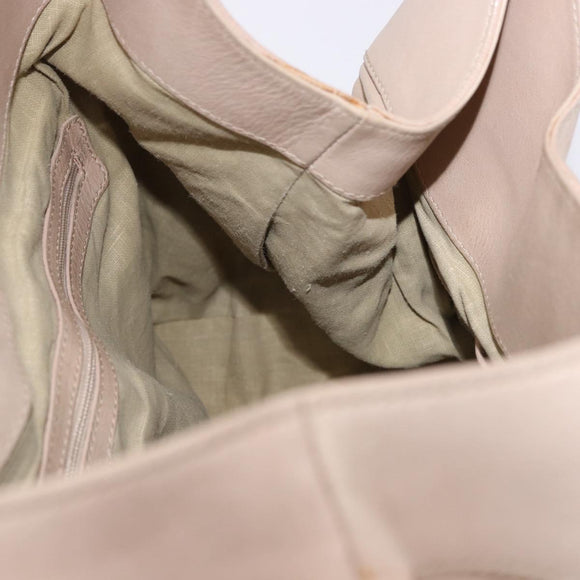 BVLGARI Chandra Tote Bag Leather Beige Gold Auth BA14122
