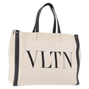 VALENTINO Tote Bag Canvas Ivory Gold Auth BA14128-1