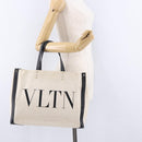 VALENTINO Tote Bag Canvas Ivory Gold Auth BA14128-20
