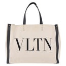 VALENTINO Tote Bag Canvas Ivory Gold Auth BA14128-13