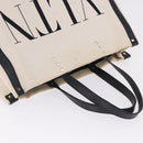 VALENTINO Tote Bag Canvas Ivory Gold Auth BA14128-6