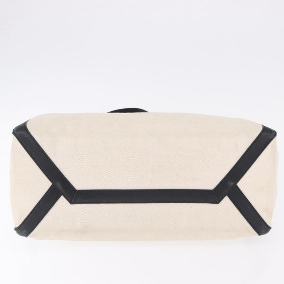 VALENTINO Tote Bag Canvas Ivory Gold Auth BA14128