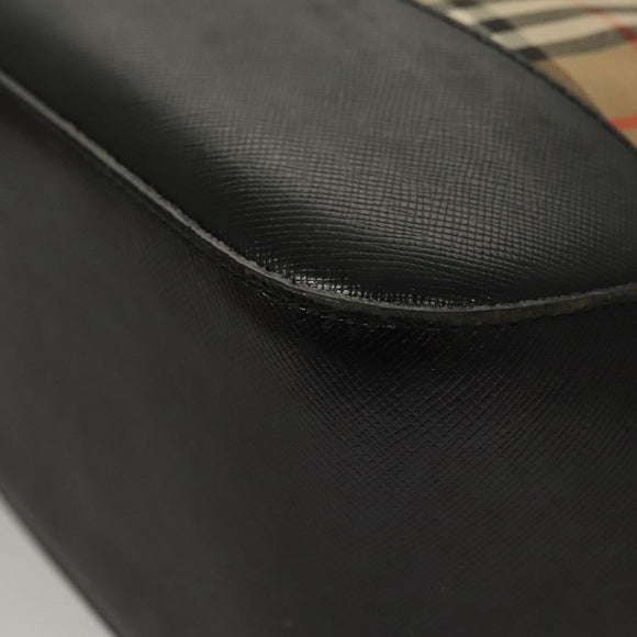 Burberrys Nova Check Hand Bag Canvas Beige Gold Auth BA1414