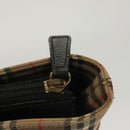 Burberrys Nova Check Hand Bag Canvas Beige Gold Auth BA1414-11