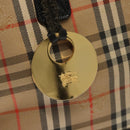 Burberrys Nova Check Hand Bag Canvas Beige Gold Auth BA1414-17