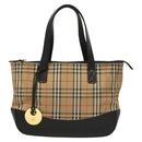 Burberrys Nova Check Hand Bag Canvas Beige Gold Auth BA1414-13