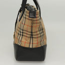 Burberrys Nova Check Hand Bag Canvas Beige Gold Auth BA1414-3