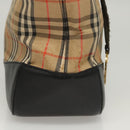 Burberrys Nova Check Hand Bag Canvas Beige Gold Auth BA1414-5