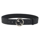GUCCI GG Supreme Interlocking G Belt PVC 37.4"" Black 703147 Auth BA14140V-1