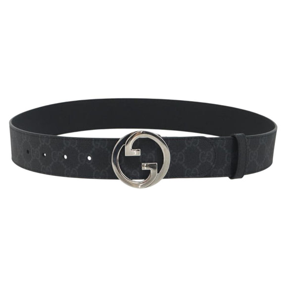 GUCCI GG Supreme Interlocking G Belt PVC 37.4"" Black 703147 Auth BA14140V