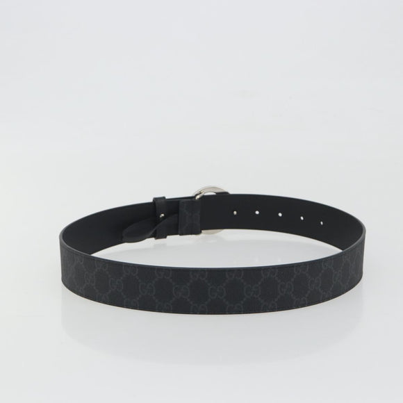 GUCCI GG Supreme Interlocking G Belt PVC 37.4"" Black 703147 Auth BA14140V