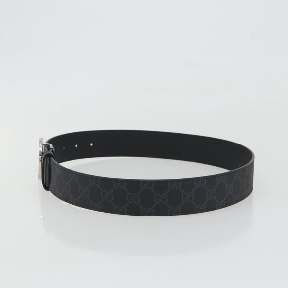 GUCCI GG Supreme Interlocking G Belt PVC 37.4"" Black 703147 Auth BA14140V