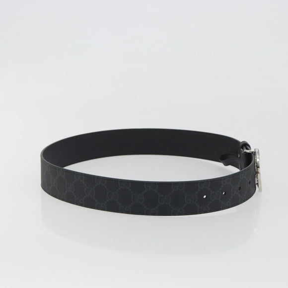 GUCCI GG Supreme Interlocking G Belt PVC 37.4"" Black 703147 Auth BA14140V