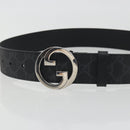 GUCCI GG Supreme Interlocking G Belt PVC 37.4"" Black 703147 Auth BA14140V-5