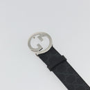 GUCCI GG Supreme Interlocking G Belt PVC 37.4"" Black 703147 Auth BA14140V-6