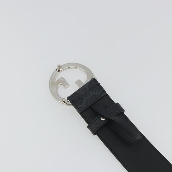 GUCCI GG Supreme Interlocking G Belt PVC 37.4"" Black 703147 Auth BA14140V