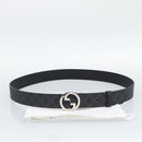 GUCCI GG Supreme Interlocking G Belt PVC 53.1"" Black 703147 Auth BA14141V-11