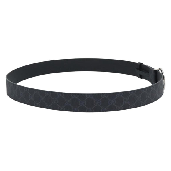 GUCCI GG Supreme Interlocking G Belt PVC 53.1"" Black 703147 Auth BA14141V