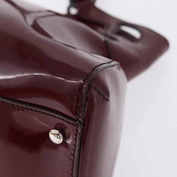 CARTIER Must Line Marcello Hand Bag Patent Bordeaux Auth BA14142