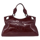 CARTIER Must Line Marcello Hand Bag Patent Bordeaux Auth BA14142-13