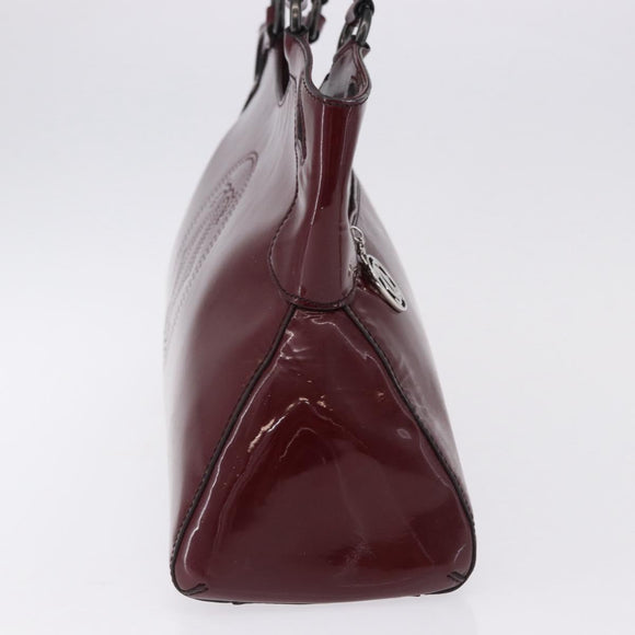 CARTIER Must Line Marcello Hand Bag Patent Bordeaux Auth BA14142