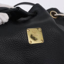 MCM Purse Shoulder Bag Leather Black Gold Auth BA14146A-12