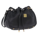MCM Purse Shoulder Bag Leather Black Gold Auth BA14146A-1