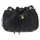 MCM Purse Shoulder Bag Leather Black Gold Auth BA14146A-2