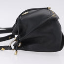 MCM Purse Shoulder Bag Leather Black Gold Auth BA14146A-4