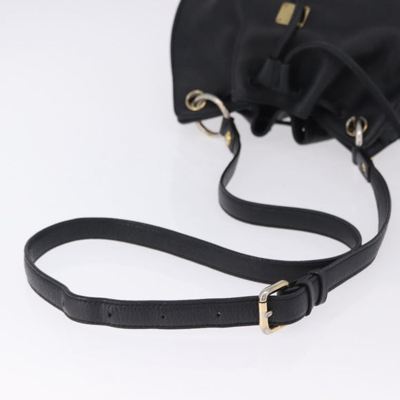 MCM Purse Shoulder Bag Leather Black Gold Auth BA14146A