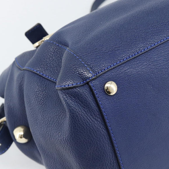 Chloe Bridget Hand Bag Leather 2way Blue Gold Tone Auth BA14147