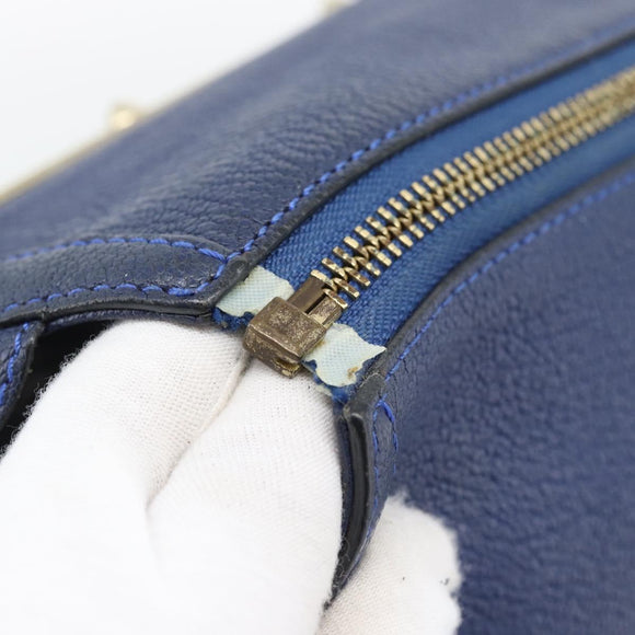 Chloe Bridget Hand Bag Leather 2way Blue Gold Tone Auth BA14147