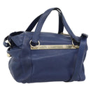 Chloe Bridget Hand Bag Leather 2way Blue Gold Tone Auth BA14147-1