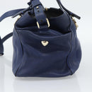 Chloe Bridget Hand Bag Leather 2way Blue Gold Tone Auth BA14147-4