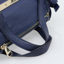 Chloe Bridget Hand Bag Leather 2way Blue Gold Tone Auth BA14147-7