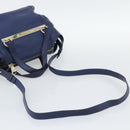 Chloe Bridget Hand Bag Leather 2way Blue Gold Tone Auth BA14147-9
