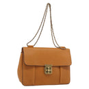 Chloe Elsie Chain Shoulder Bag Leather Brown Gold Tone Auth BA14148V-1