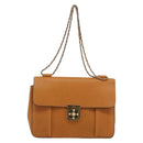 Chloe Elsie Chain Shoulder Bag Leather Brown Gold Tone Auth BA14148V-2