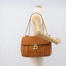 Chloe Elsie Chain Shoulder Bag Leather Brown Gold Tone Auth BA14148V-20